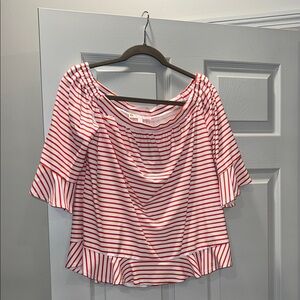 Jude Connally Red and White Striped Blouse